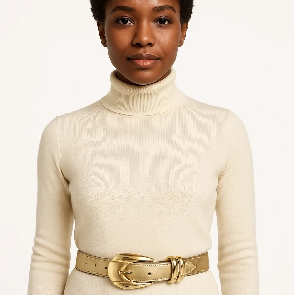 Vintage Very  Gold Leather Accent Belt  S/M
